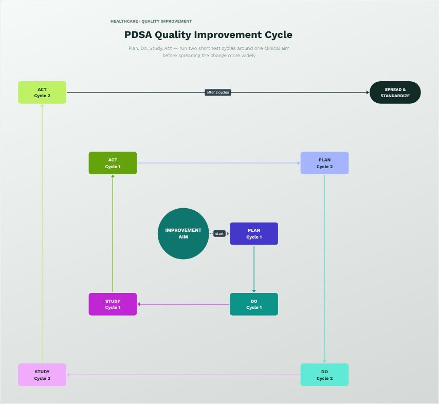 Pdsa Form Editable PDSA Quality Improvement Cycle Template: Free & Editable | FlowchartLab